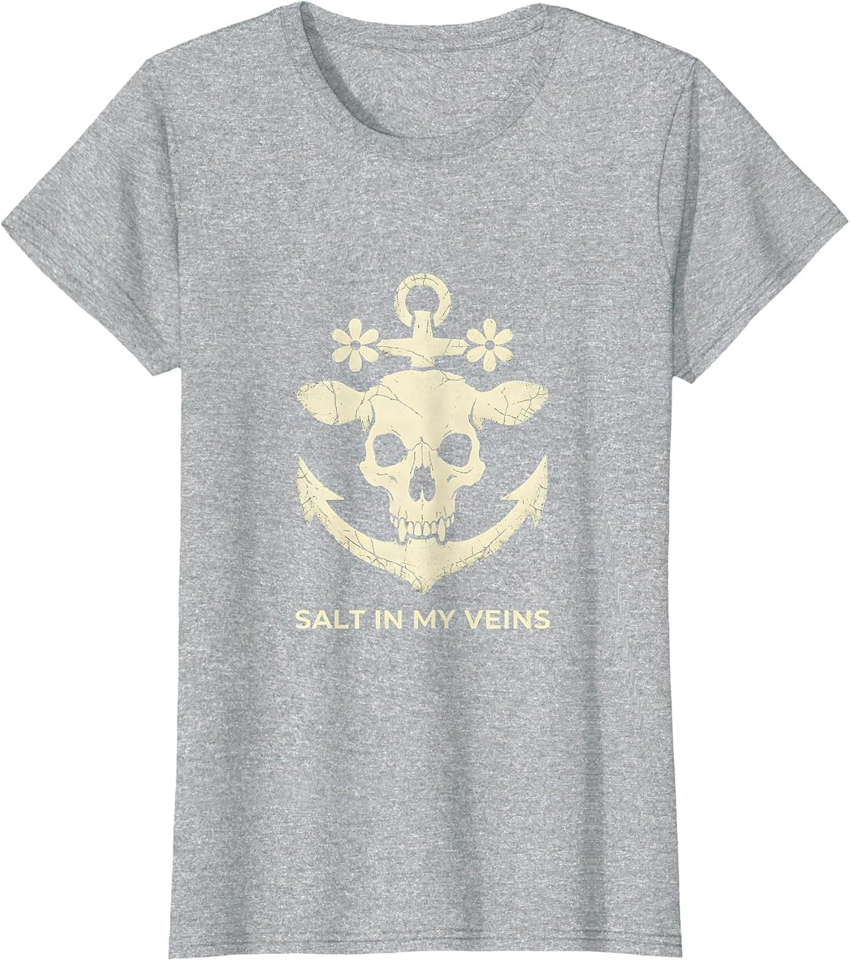 Women's Salt In My Veins Sailor Graphic Design T-Shirt - Heather Grey