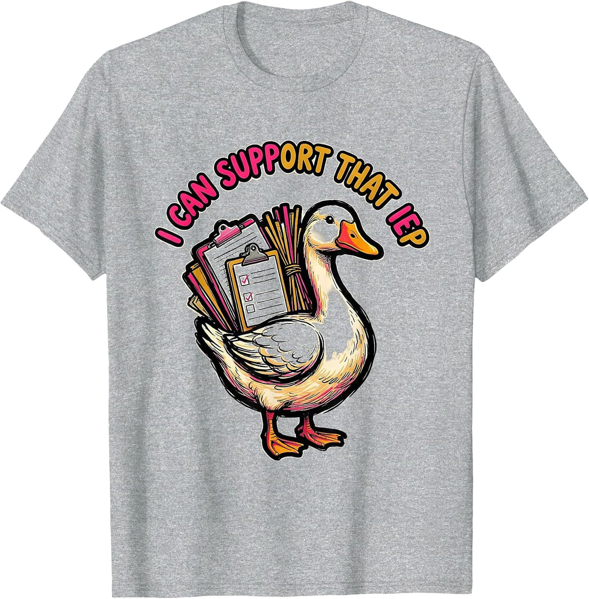 Men's I Can Support That IEP Funny Special Education Teacher SPED T-Shirt - Heather Grey