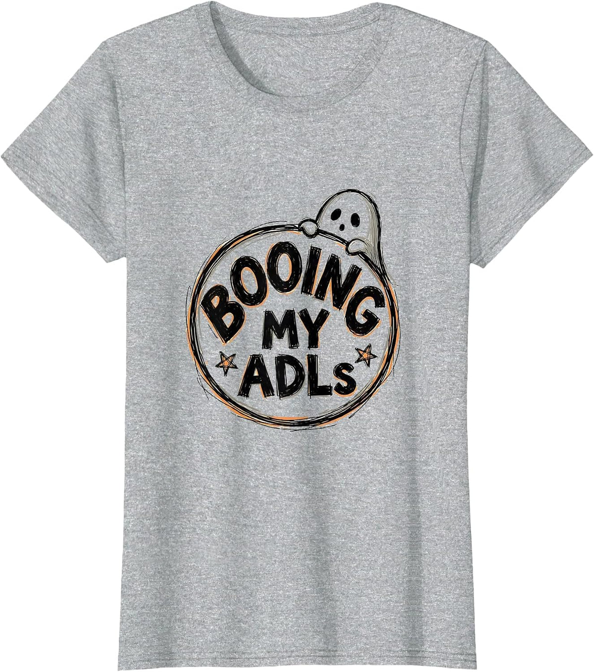 Booing My ADLs Funny Occupational Therapist Halloween Work T-Shirt - Heather Grey