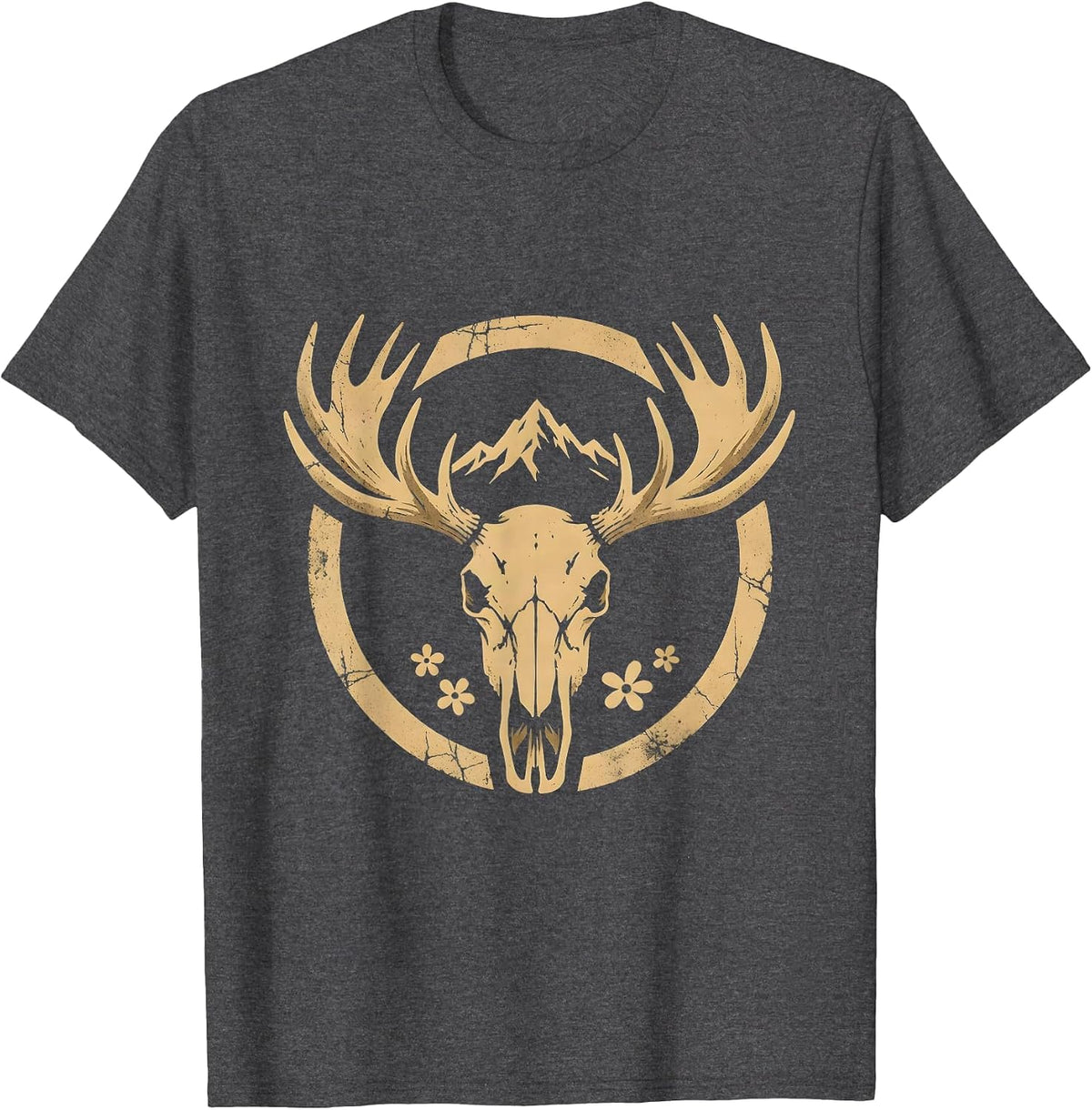 Lone Elk Alpine Meadow Colorado Wildlife Art T-Shirt - Dark Heather Grey