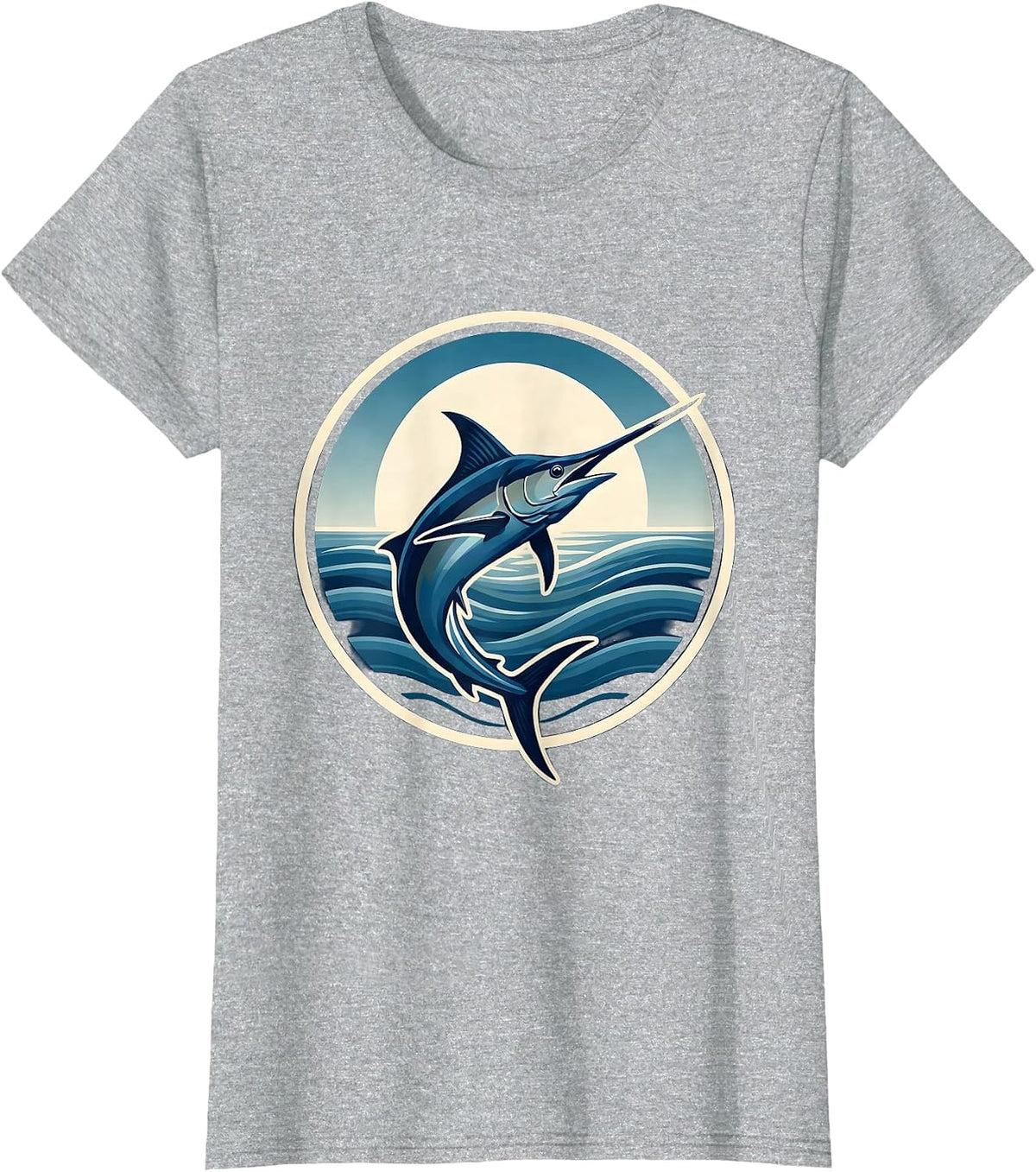 Gulf of America Blue Marlin Ocean Break T-Shirt - Heather Grey