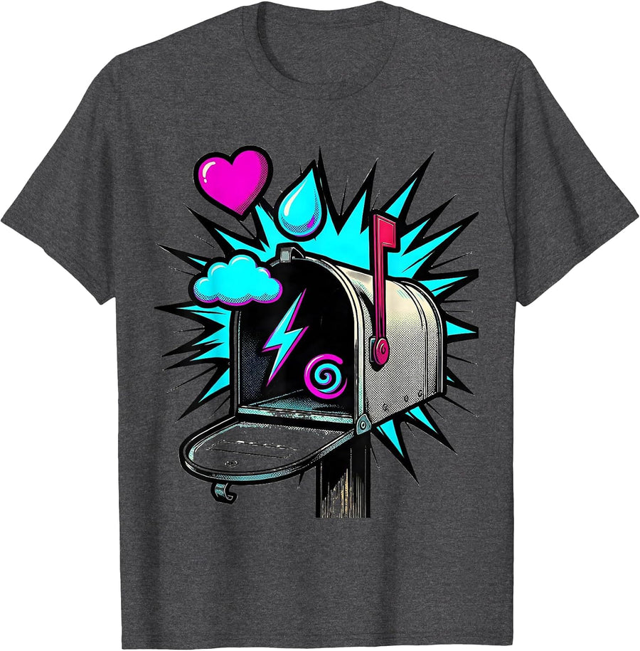 Men's Oversized Mailbox Pop Art Mental Health Awareness Counselor T-Shirt - Dark Heather Grey