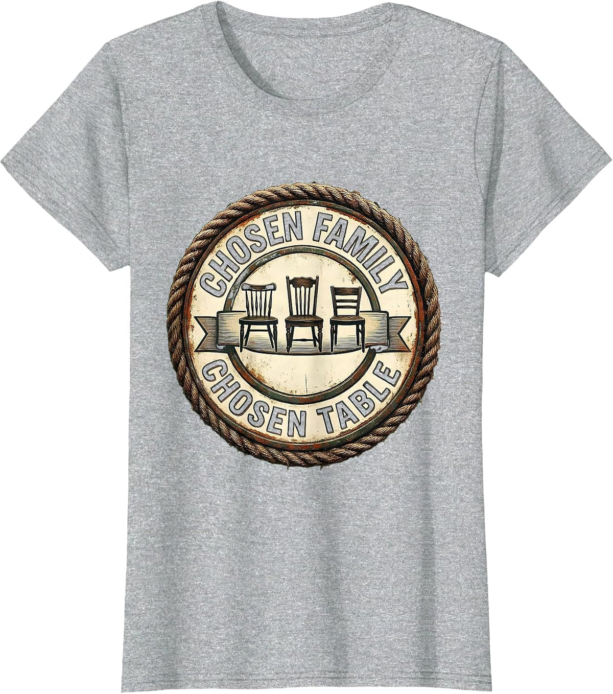 Chosen Family Chosen Table Vintage Friendsgiving Matching T-Shirt - Heather Grey