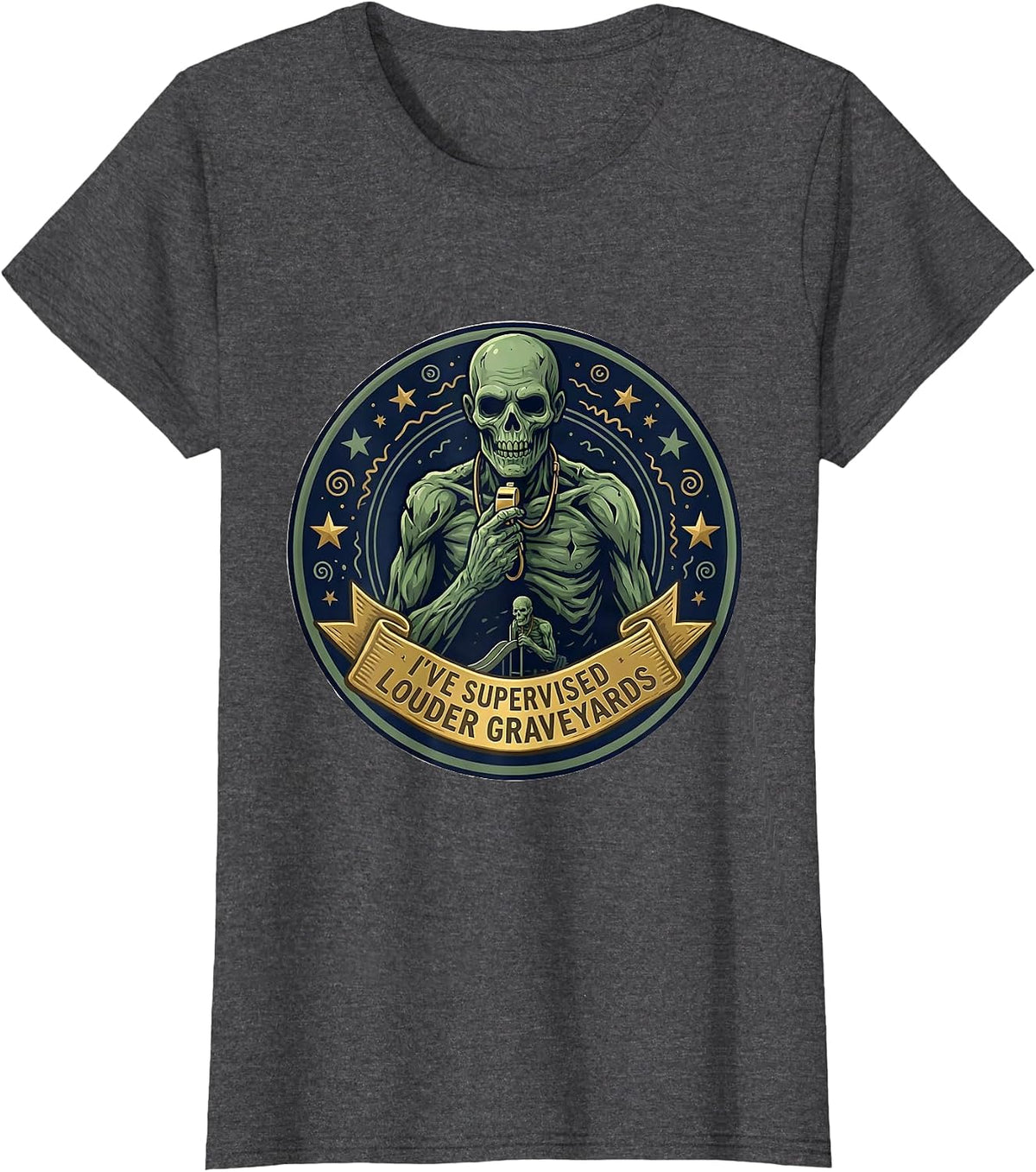 Women's I've Supervised Louder Graveyards Funny Teacher Halloween T-Shirt - Dark Heather Grey