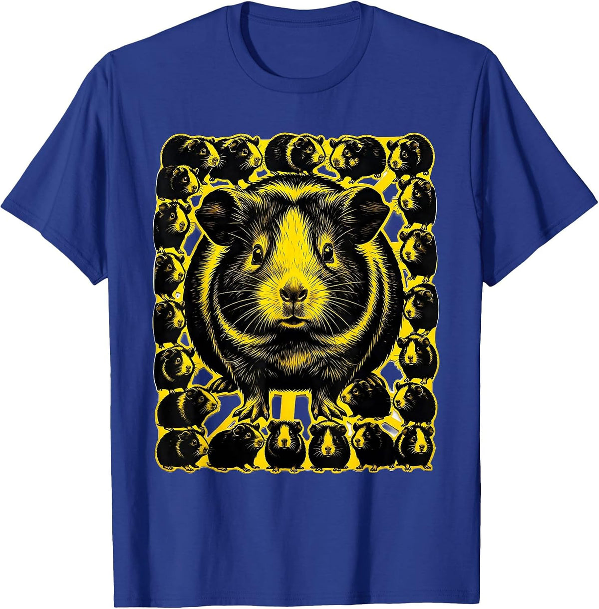 Men's Stencil Guinea Pig Cluster Cute Pet Lover Humor T-Shirt - Royal Blue
