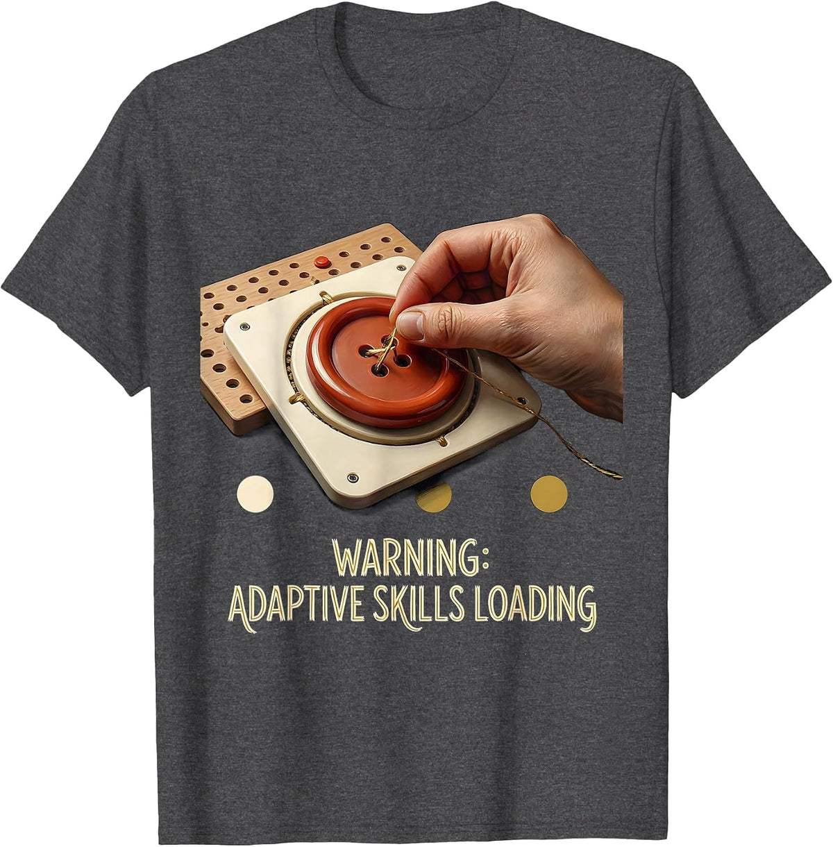 Warning Adaptive Skills Loading Retro Occupational Therapy T-Shirt - Dark Heather Grey