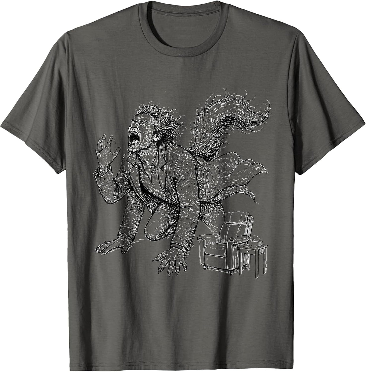 Howling Therapy Dark Humor Mental Health Counselor Gift T-Shirt - Asphalt Grey