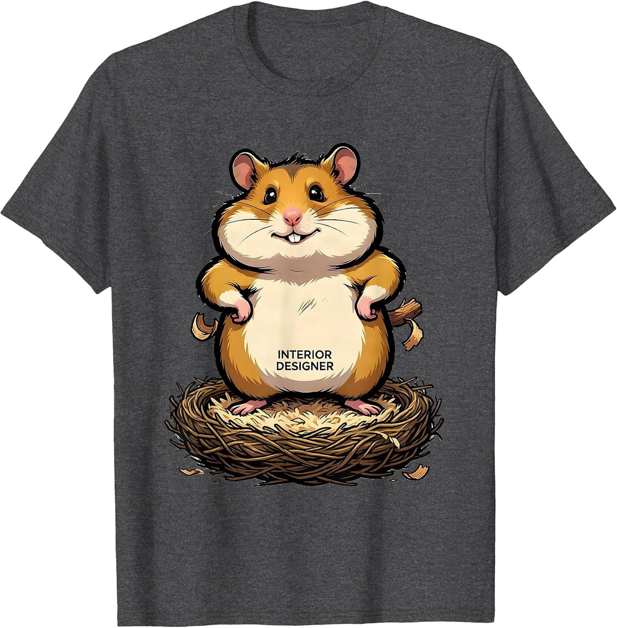 Interior Designer Funny Hamster Meme Cartoon Hamster Lover T-Shirt - Dark Heather Grey