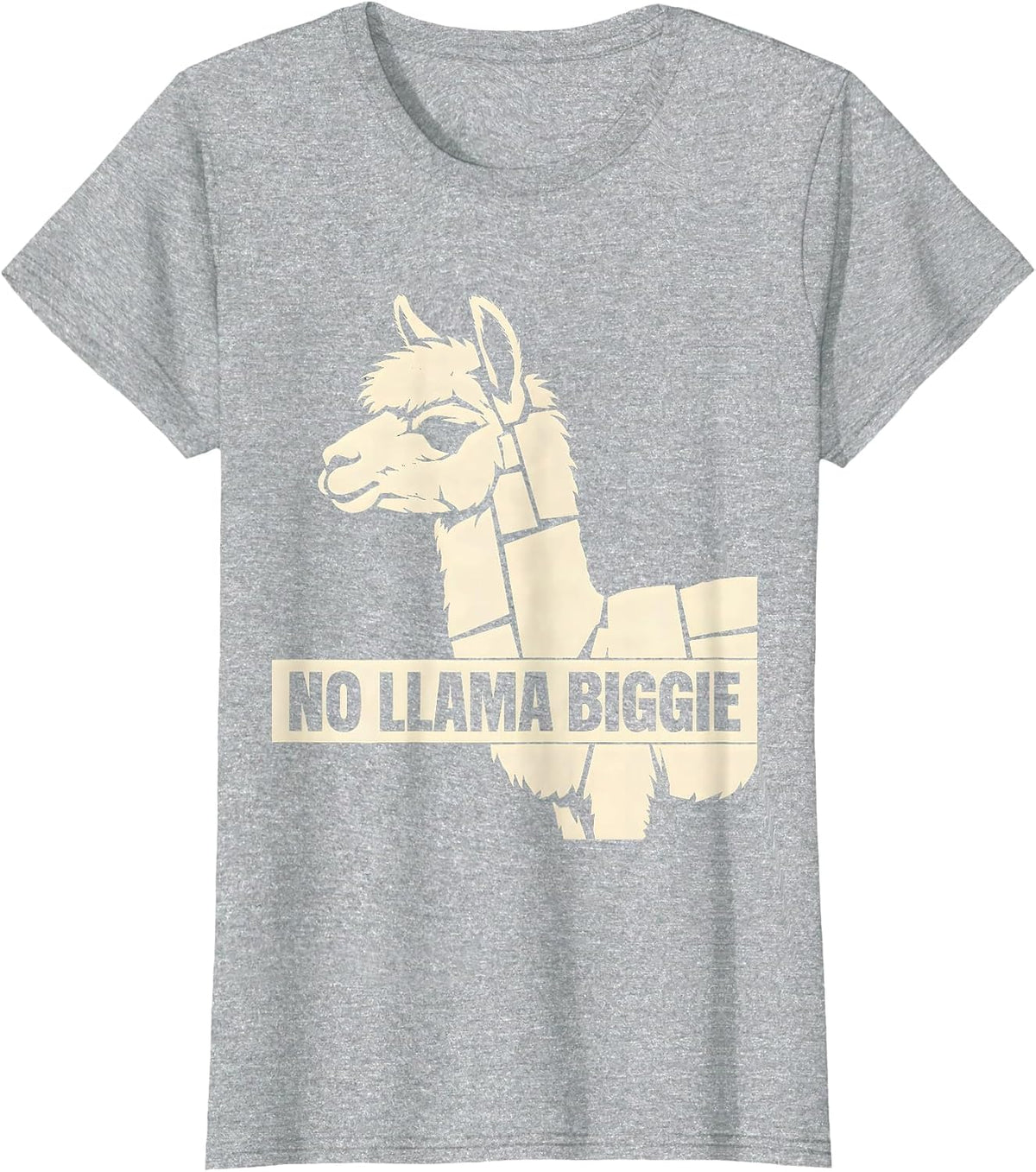 Women's No Llama Biggie Funny Llama Alpaca Lover Humor T-Shirt - Heather Grey