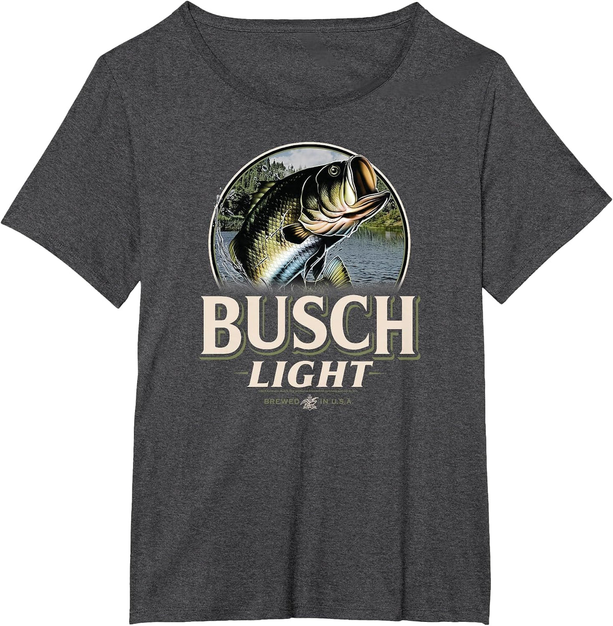 Busch Light - Last Cast - Bass Fish T-Shirt - Dark Heather Grey