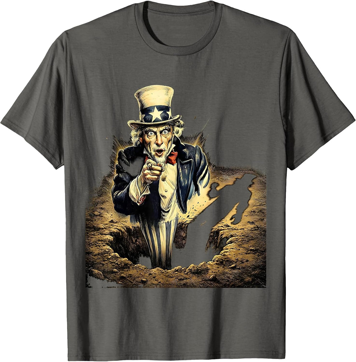 Funny Groundhog Sees Its Shadow Illustration T-Shirt - Asphalt Grey