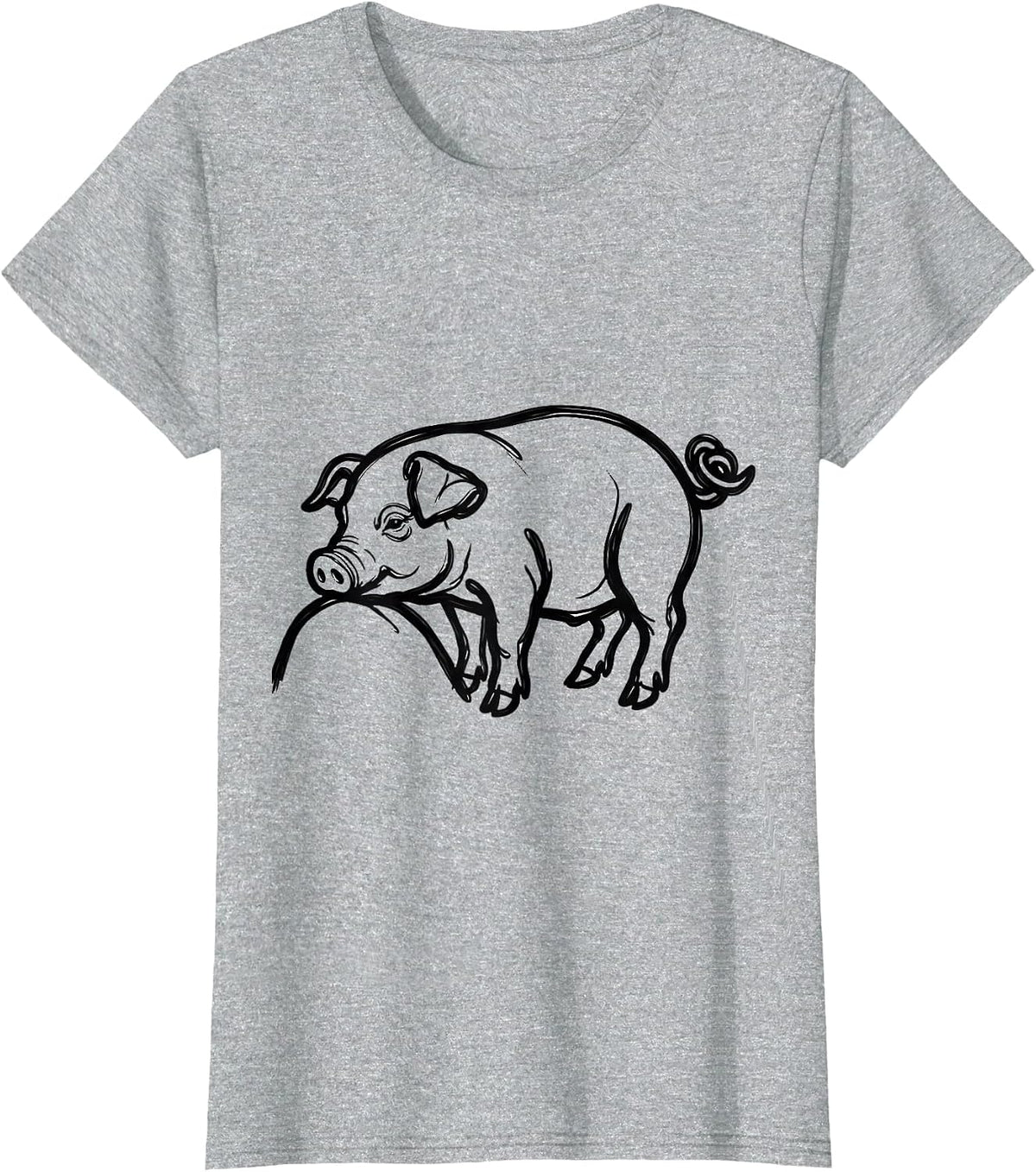 Piglet Line Art Funny Pig Lover Halloween Costume T-Shirt - Heather Grey