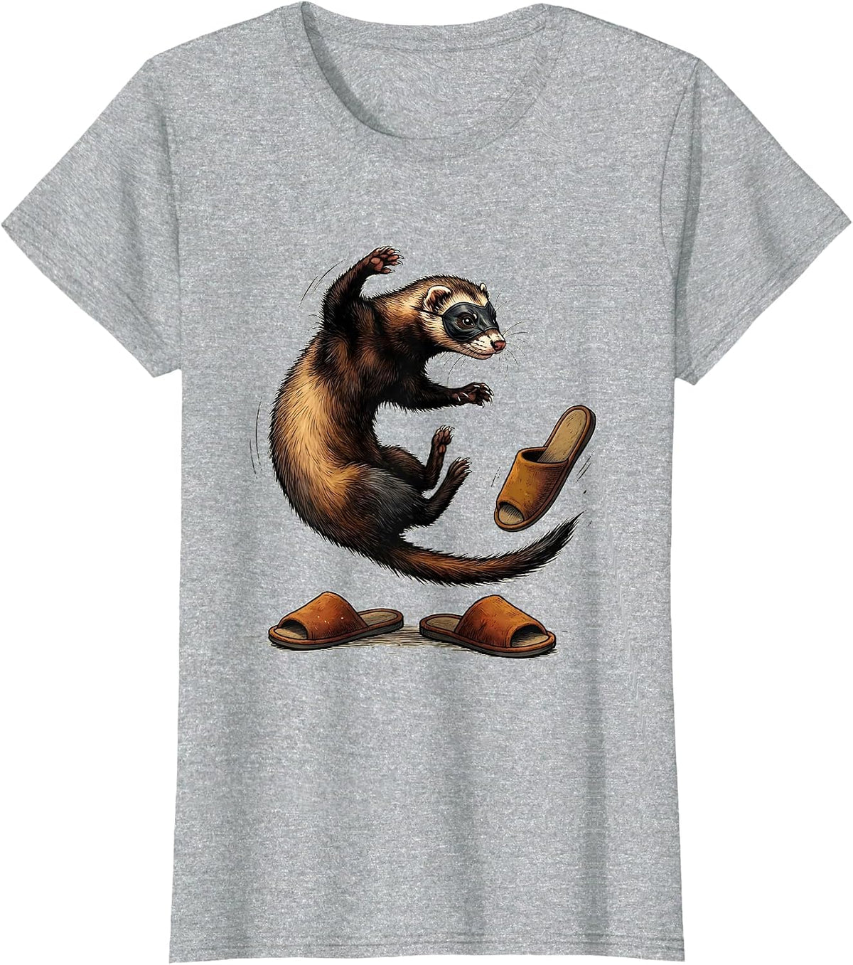 Masked Ferret War Dance Funny Ferret Lover Gift T-Shirt - Heather Grey