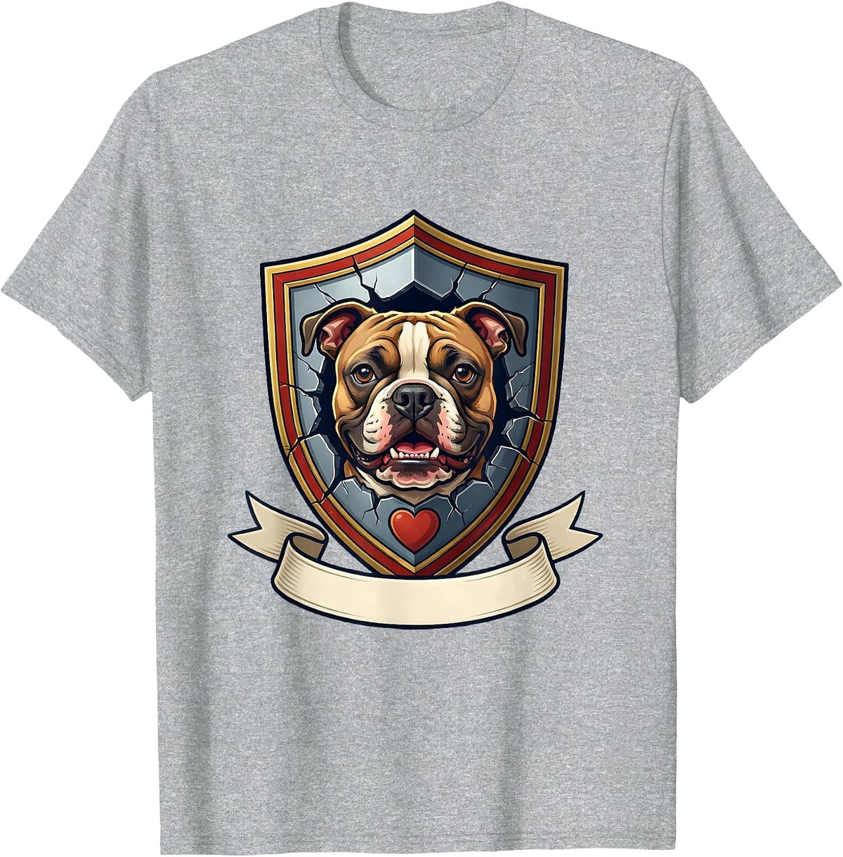 Men's Pittie Crest Pit Bull Dog Lover Mom Humor T-Shirt - Heather Grey