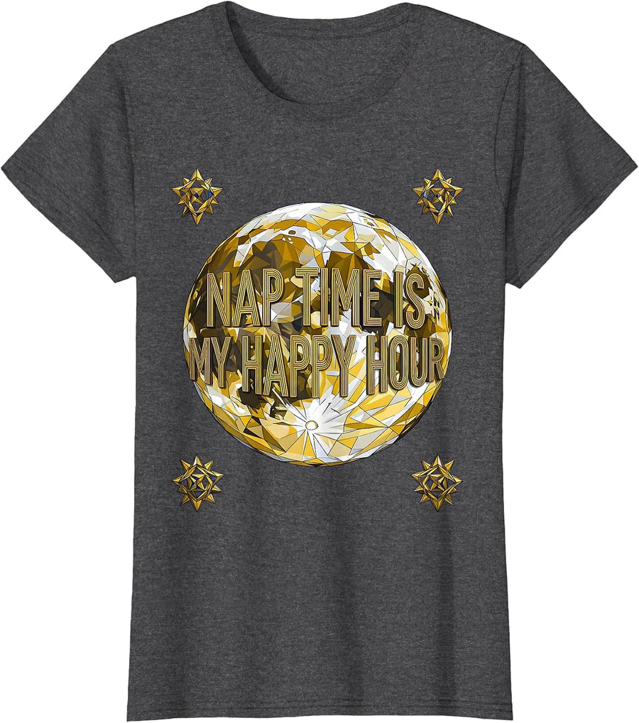 Women's Nap Time Is My Happy Hour Preschool Teacher T-Shirt - Dark Heather Grey
