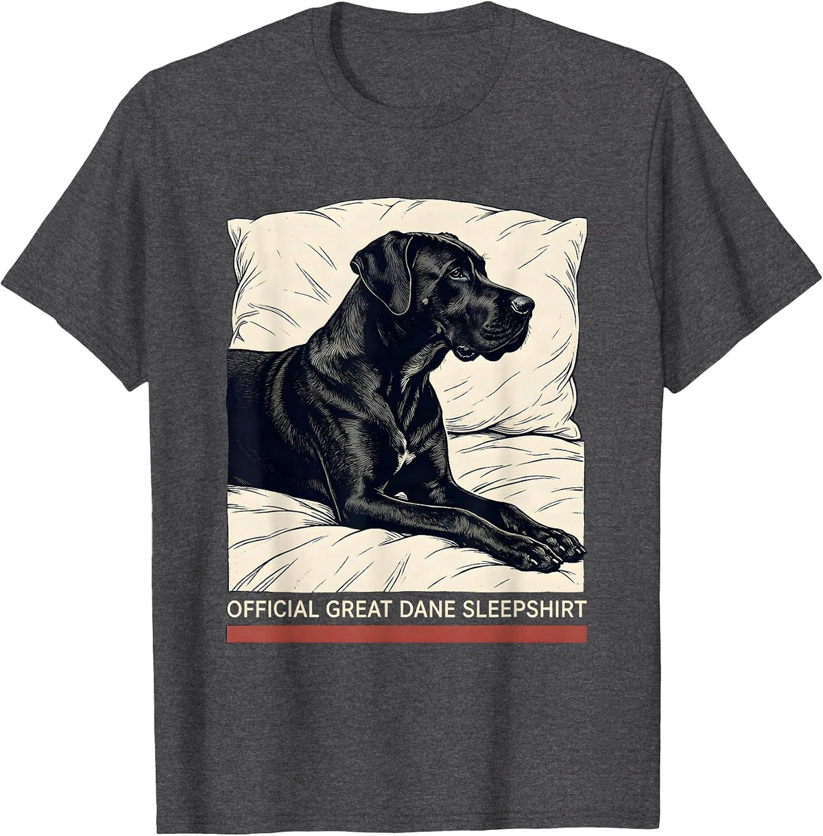 Official Great Dane Sleepshirt Cute Dog Owner Pajamas T-Shirt - Dark Heather Grey
