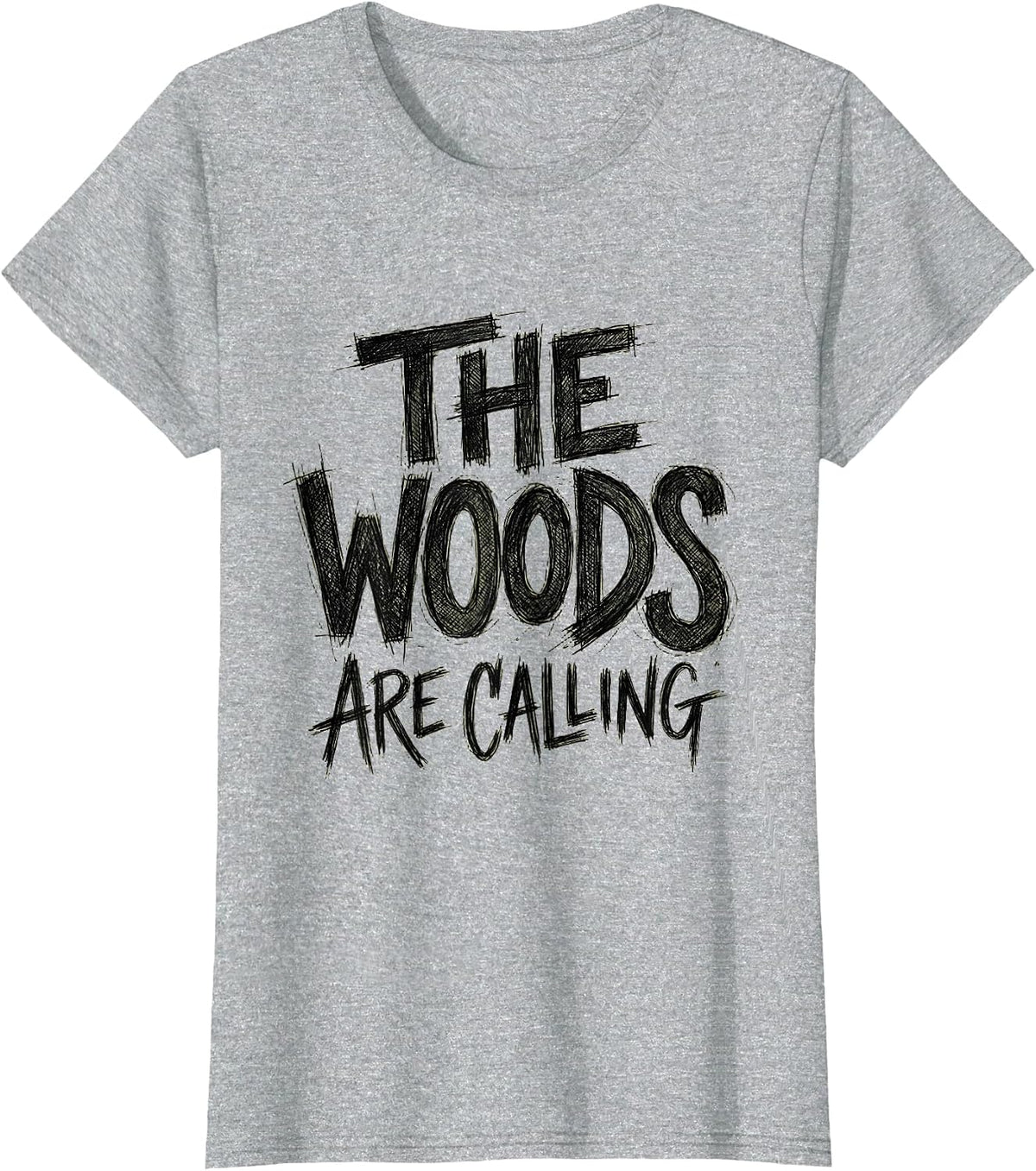 The Woods Are Calling Hunting Design T-Shirt - Heather Grey