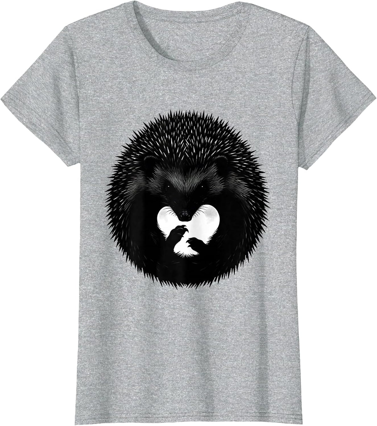 Women's Curled Hedgehog Cute Humor Animal Lover Gift T-Shirt - Heather Grey