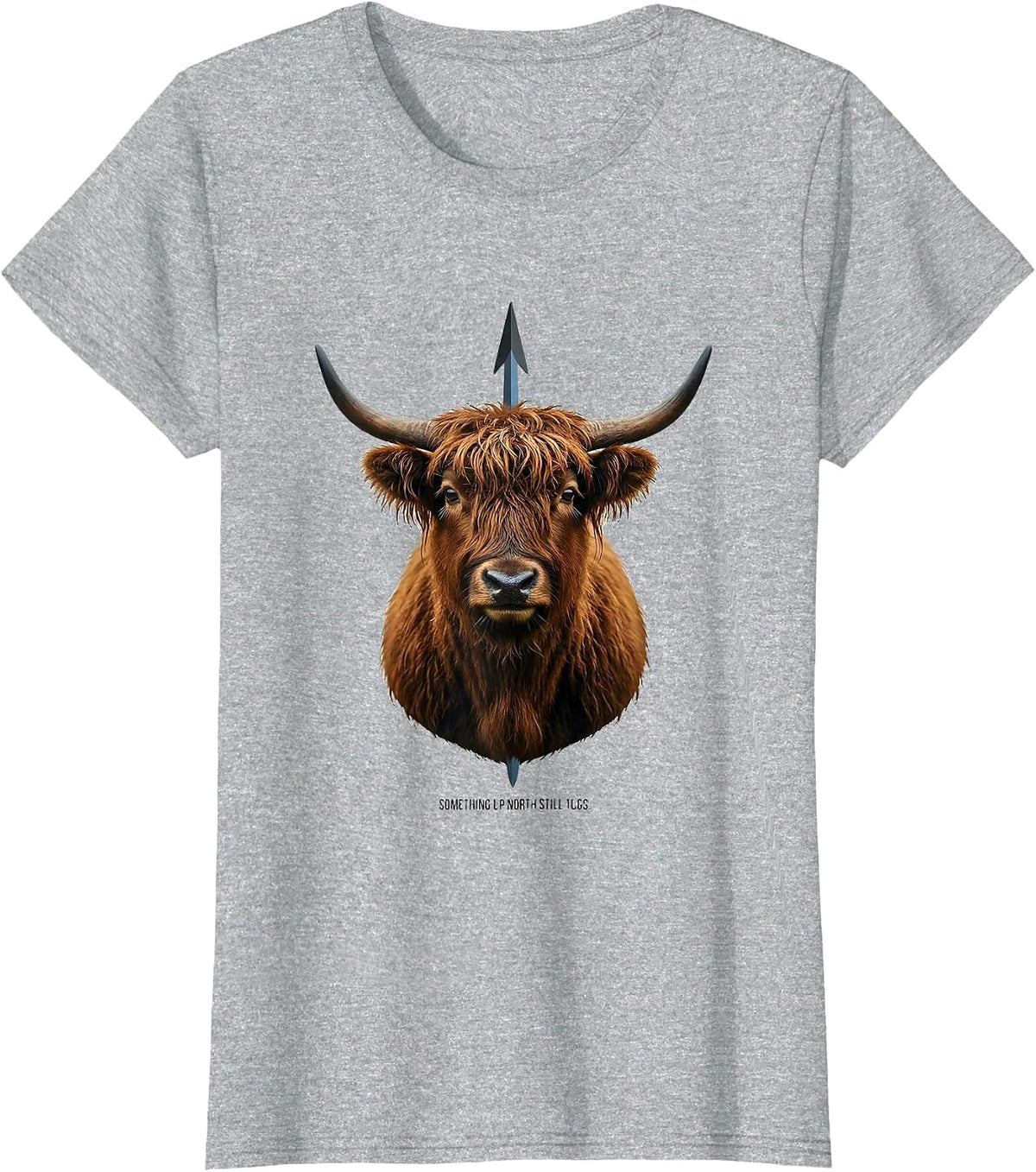Women's Something Up North Still Tugs Funny Highland Cow Cute T-Shirt - Heather Grey