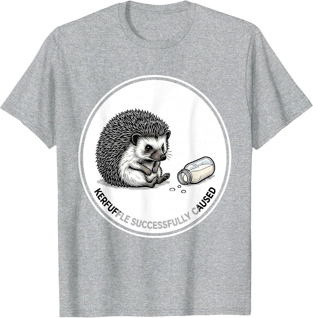 Men's Kerfuffle Successfully Caused Funny Hedgehog Animal Meme T-Shirt - Heather Grey