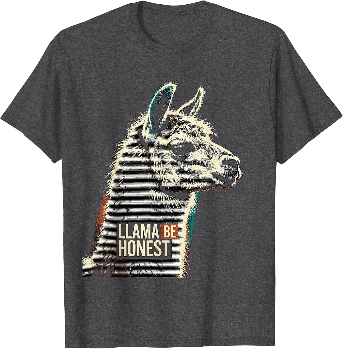 Men's Llama Be Honest Funny Llama Lover Animal Humor T-Shirt - Dark Heather Grey