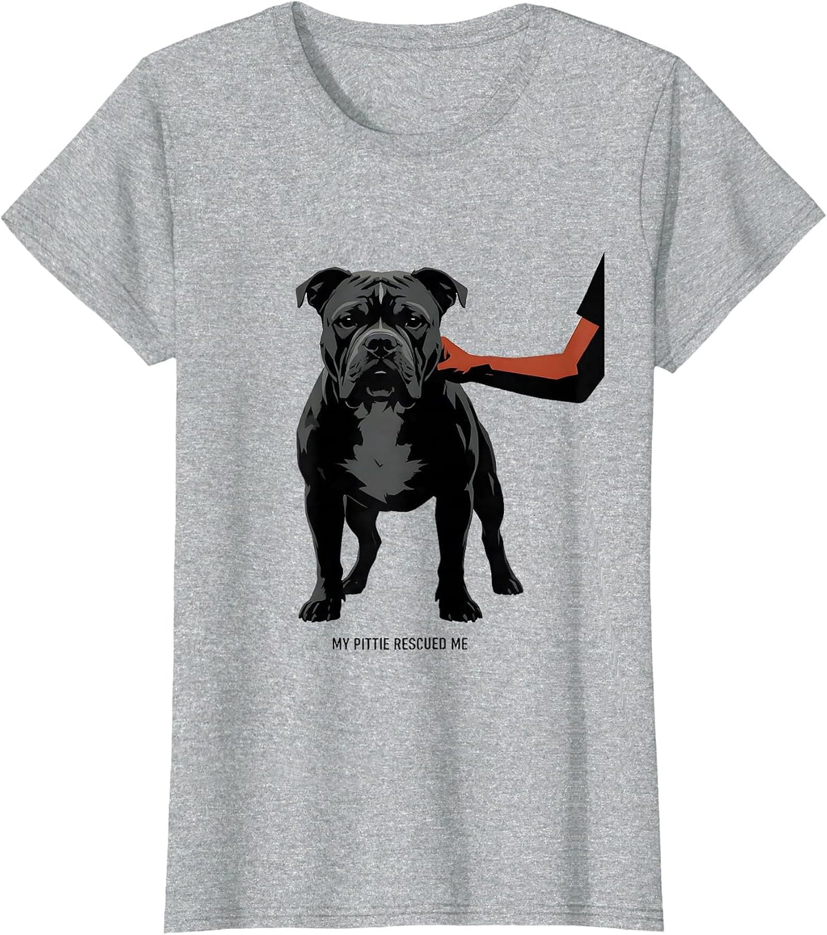 Women's My Pittie Rescued Me Funny Pitbull Dog Mom Gift T-Shirt - Heather Grey