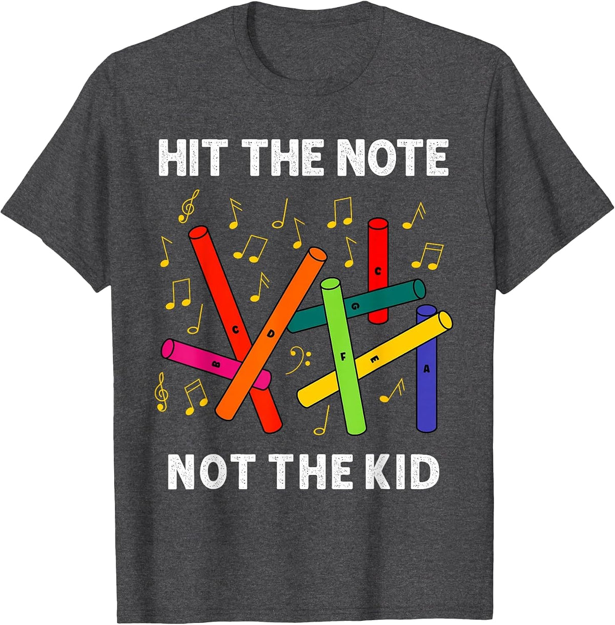 Teacher Elementary Music Classroom Funny Boomwhacker T-Shirt - Dark Heather Grey