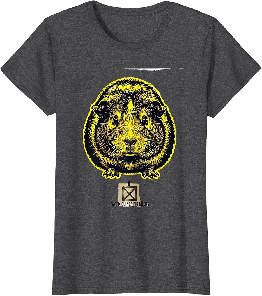 Women's I Work Guinea Pig Hours Funny Guinea Pig Lover Gift T-Shirt - Dark Heather Grey
