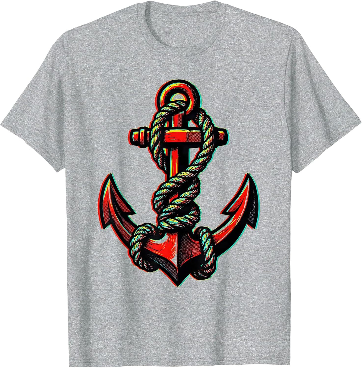 Men's Anchor Rope Knot Nautical Illustration T-Shirt - Heather Grey