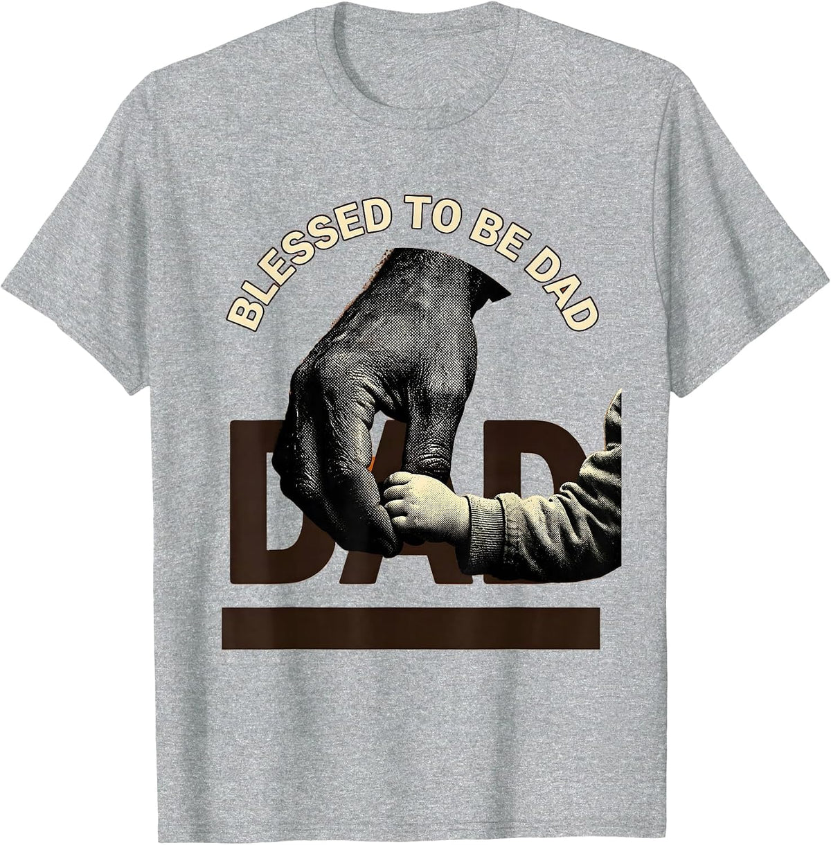 Men's Blessed to Be Dad Fatherhood Design T-Shirt - Heather Grey