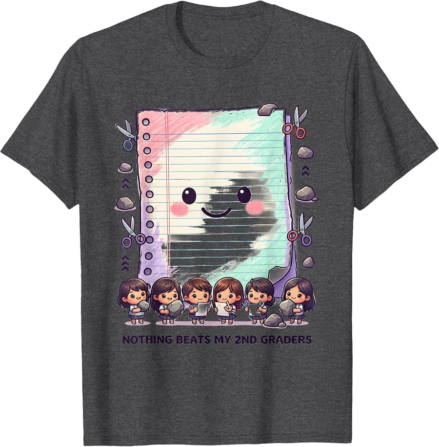 Men's Nothing Beats My 2nd Graders Funny Back To School Kids T-Shirt - Dark Heather Grey