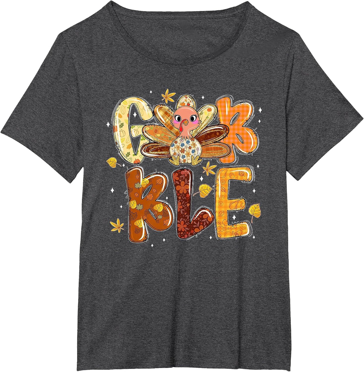 Gobble Coquette Bow Turkey Thankful Grateful Thanksgiving T-Shirt - Dark Heather Grey