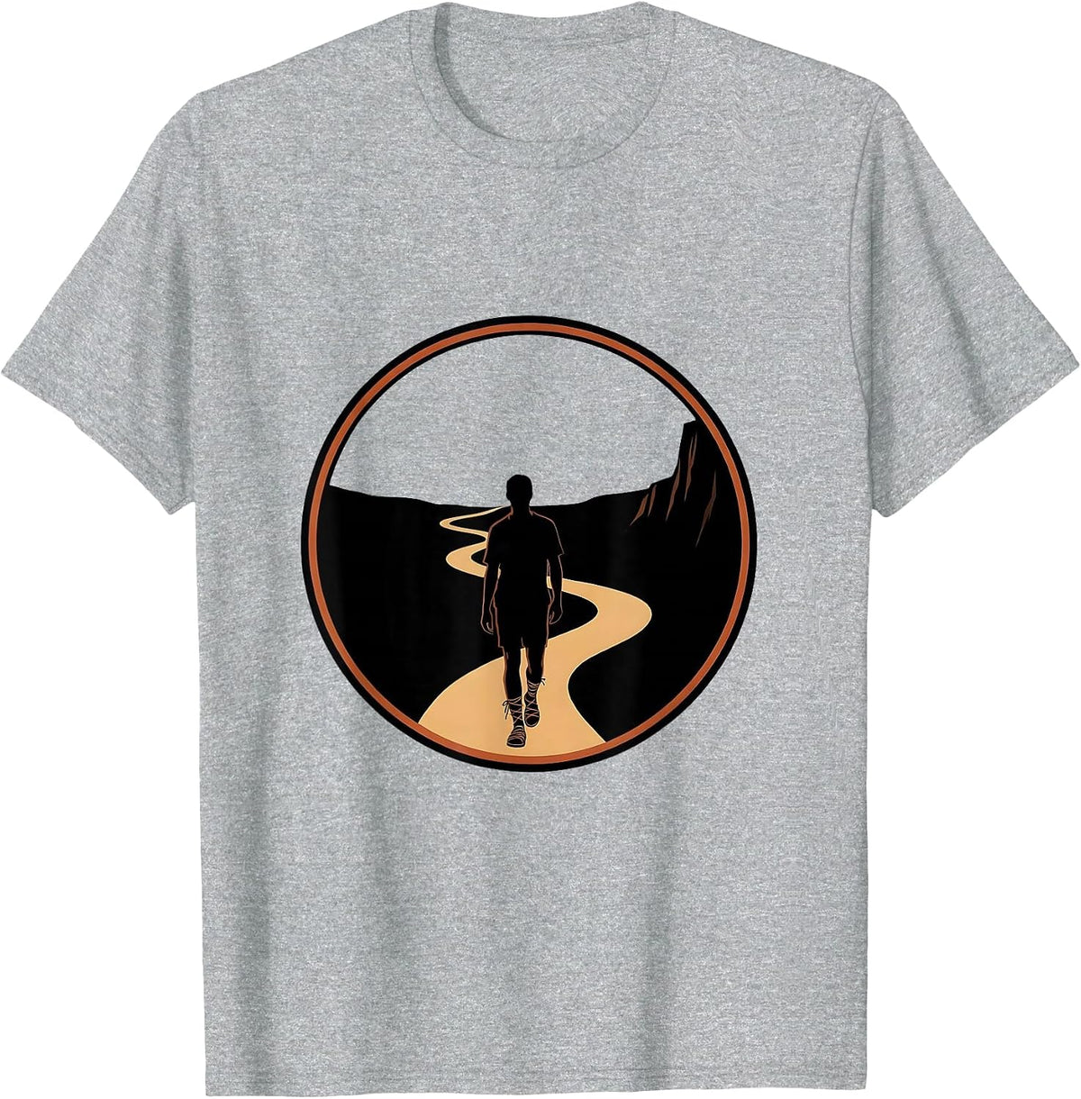 Men's Sandal Hiker Winding Cliff Path Adventure Graphic T-Shirt - Heather Grey