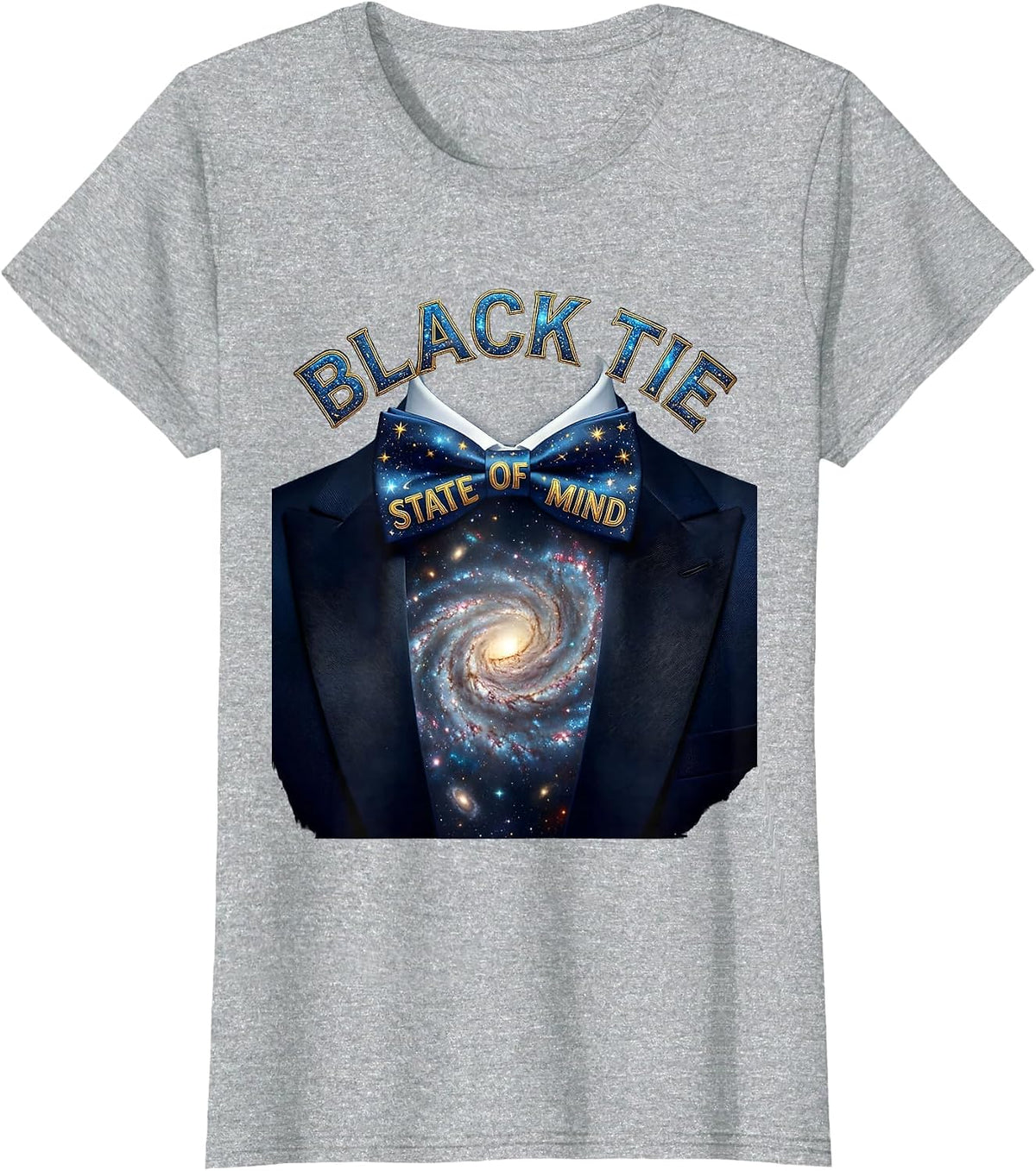 Black Tie State of Mind Tuxedo Graphic Design T-Shirt - Heather Grey