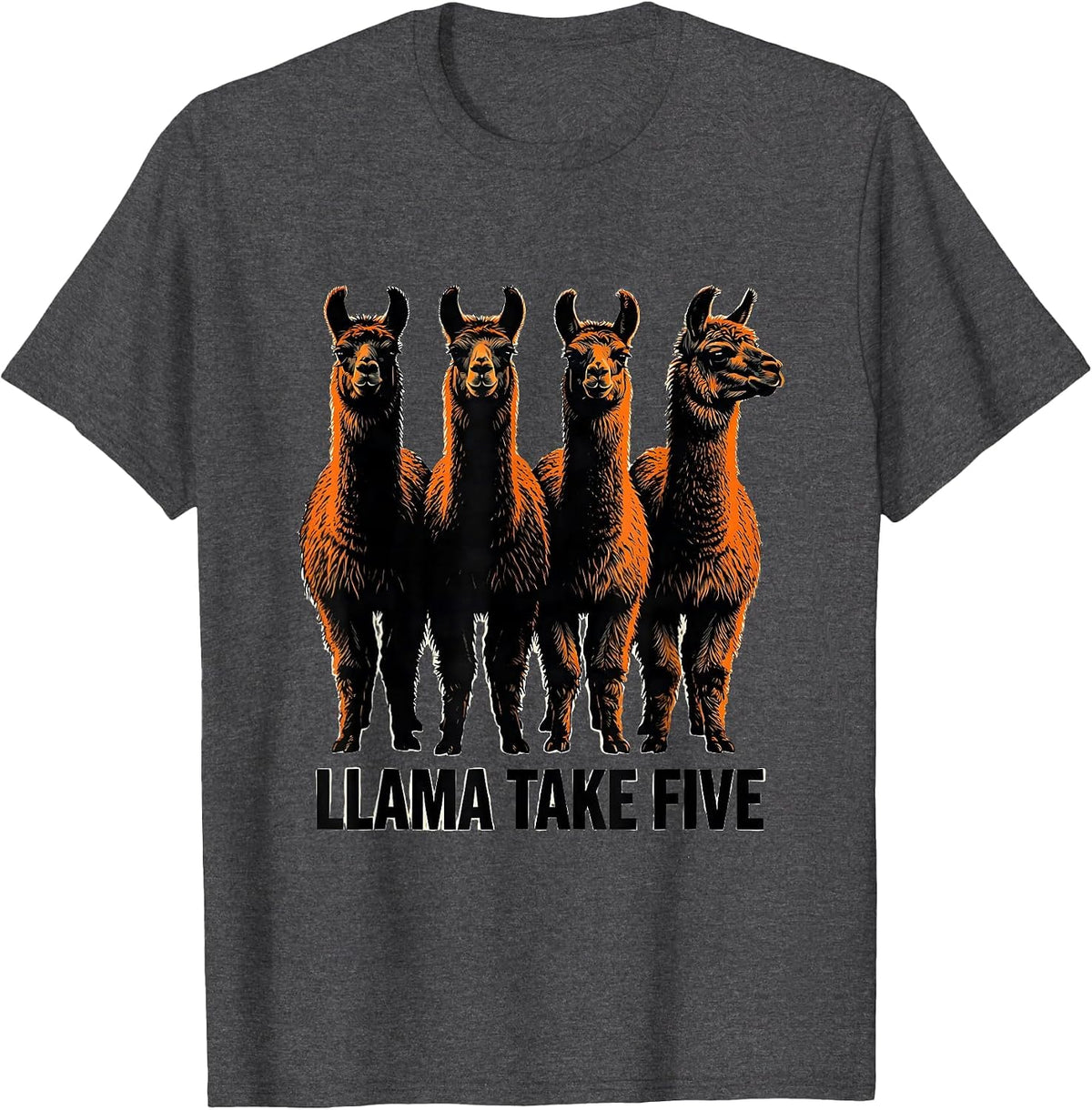 Llama Take Five Funny Alpaca Novelty Humor Gift T-Shirt - Dark Heather Grey