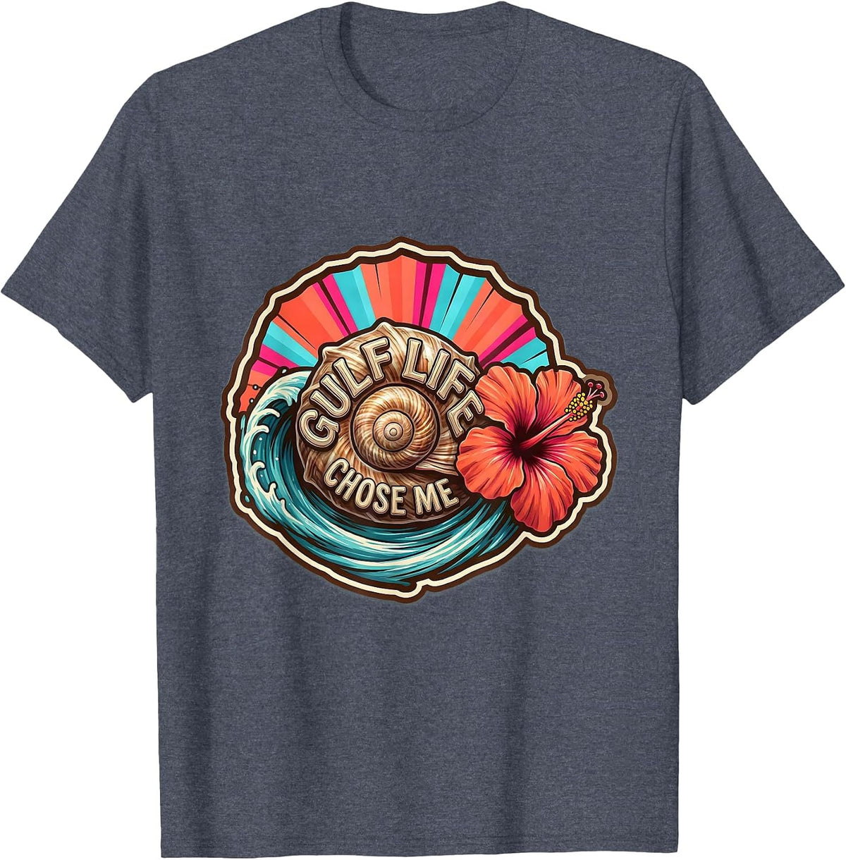 Gulf Life Chose Me Gulf of Mexico Design T-Shirt - Heather Blue