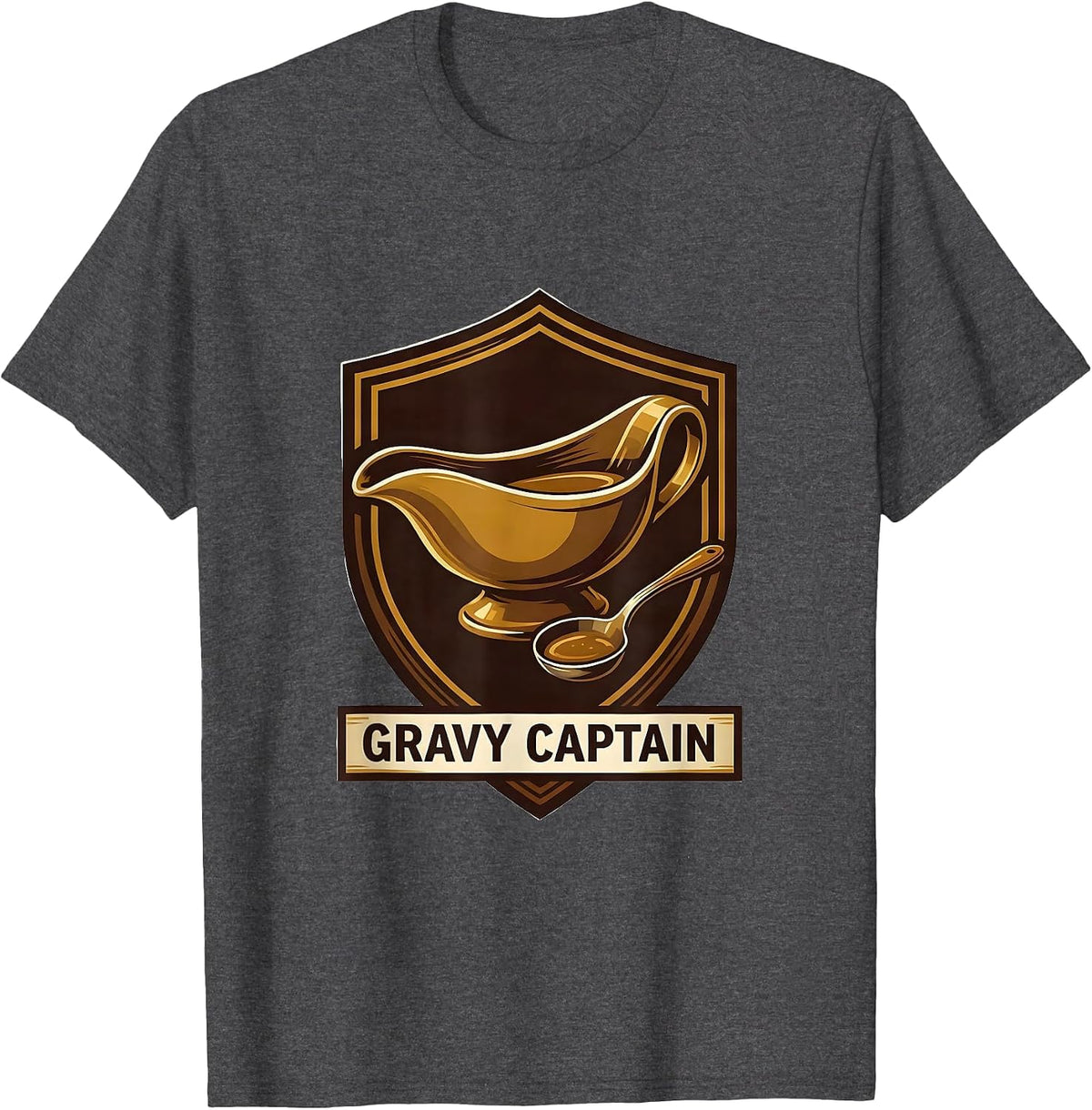 Men's Gravy Captain Funny Friendsgiving Crew Matching Group Humor T-Shirt - Dark Heather Grey