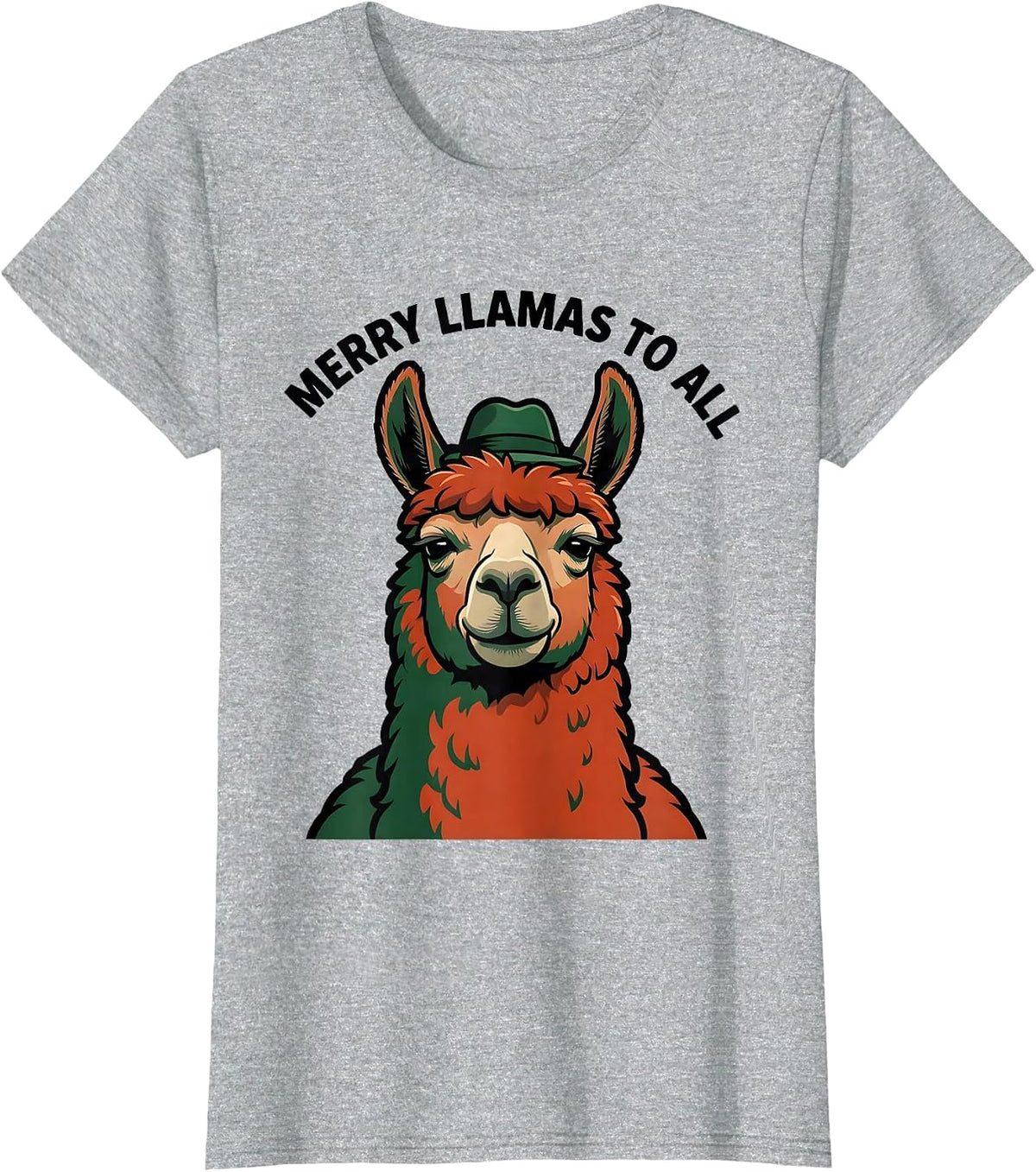 Merry Llamas To All Funny Llama Alpaca Novelty Humor T-Shirt - Heather Grey
