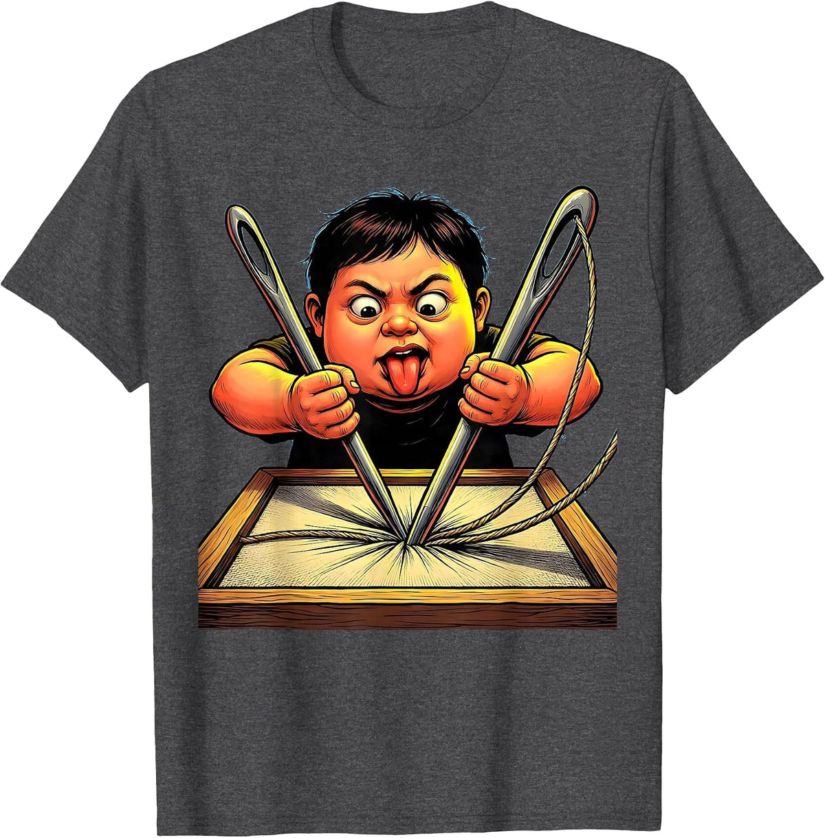 Men's Occupational Therapy Child Threading Needle Art T-Shirt - Dark Heather Grey