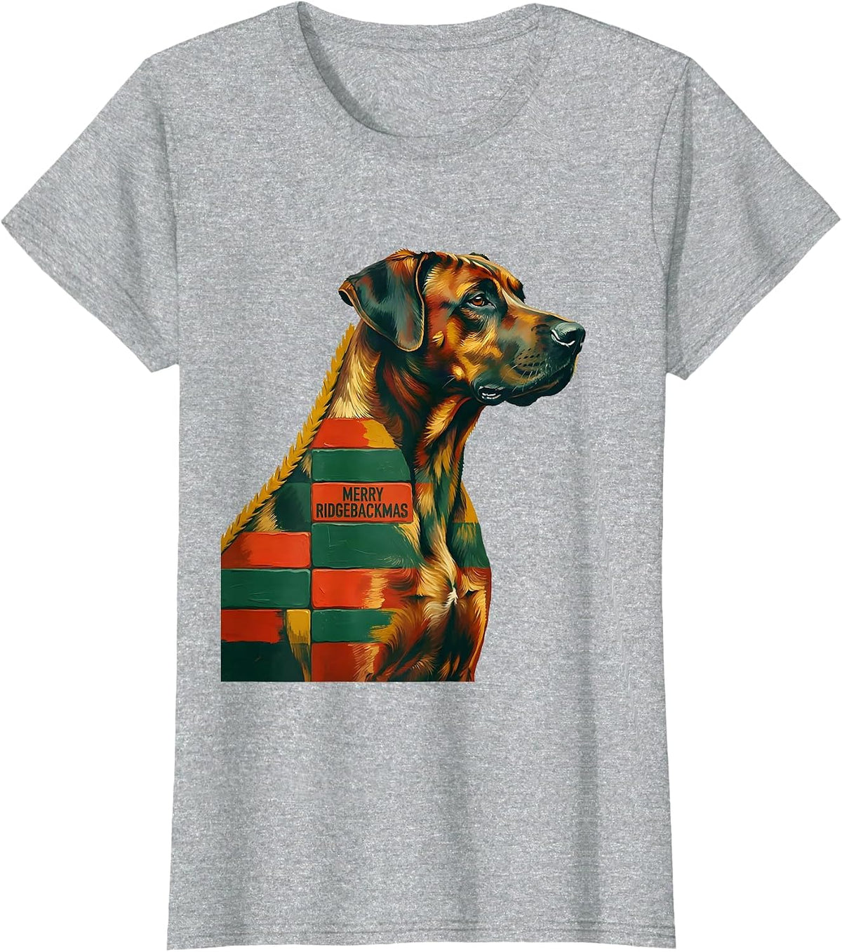Merry Ridgebackmas Funny Rhodesian Ridgeback Dog Lover T-Shirt - Heather Grey