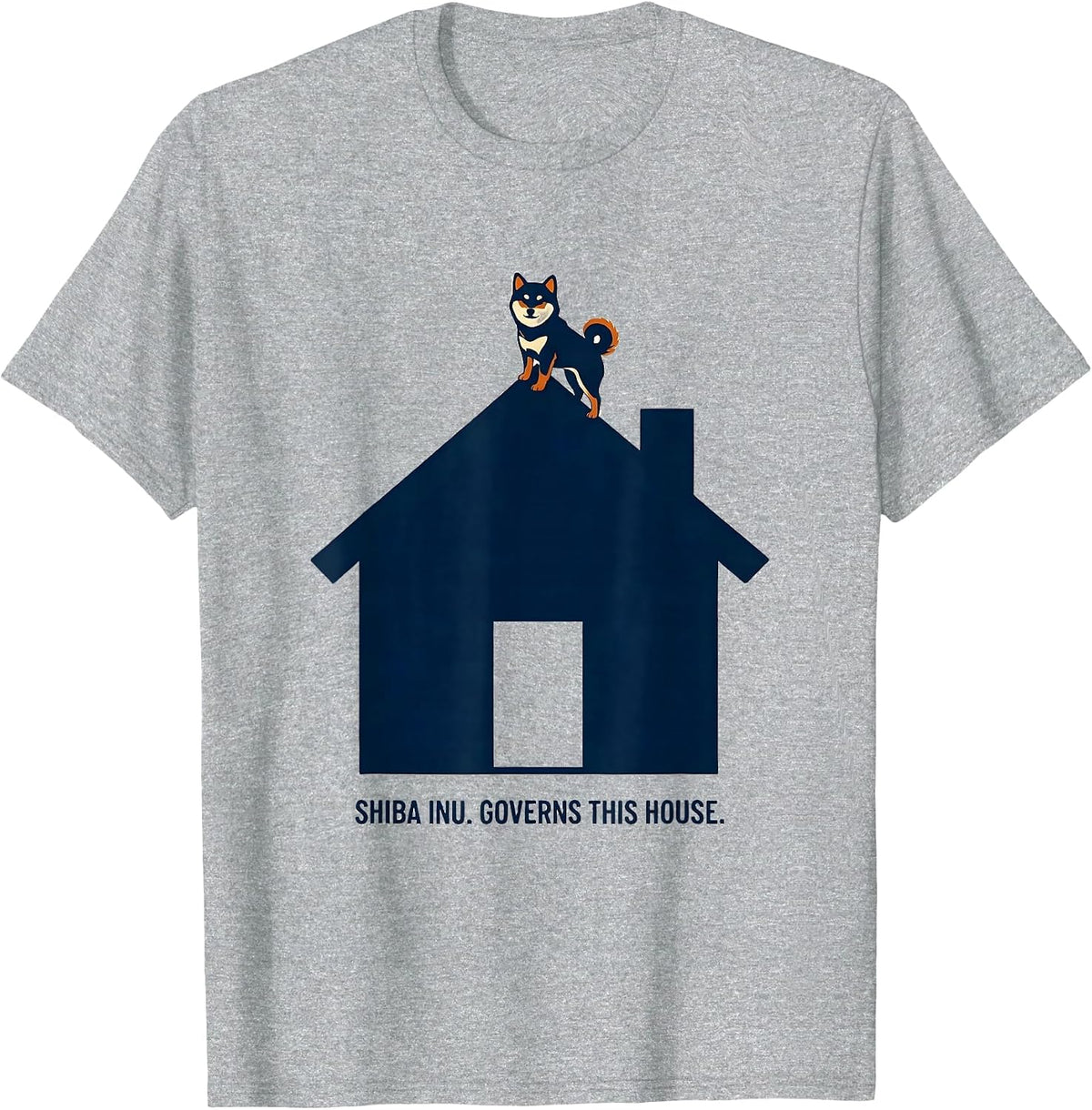 Men's Shiba Inu Governs This House Funny Dog Lover Gift T-Shirt - Heather Grey