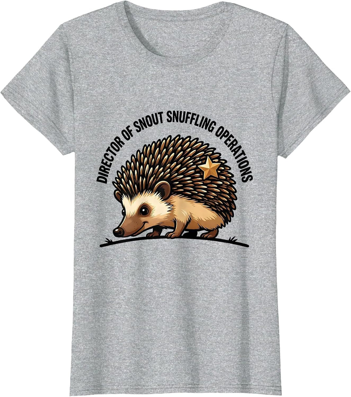 Women's Director Of Snout Snuffling Operations Funny Hedgehog Lover T-Shirt - Heather Grey