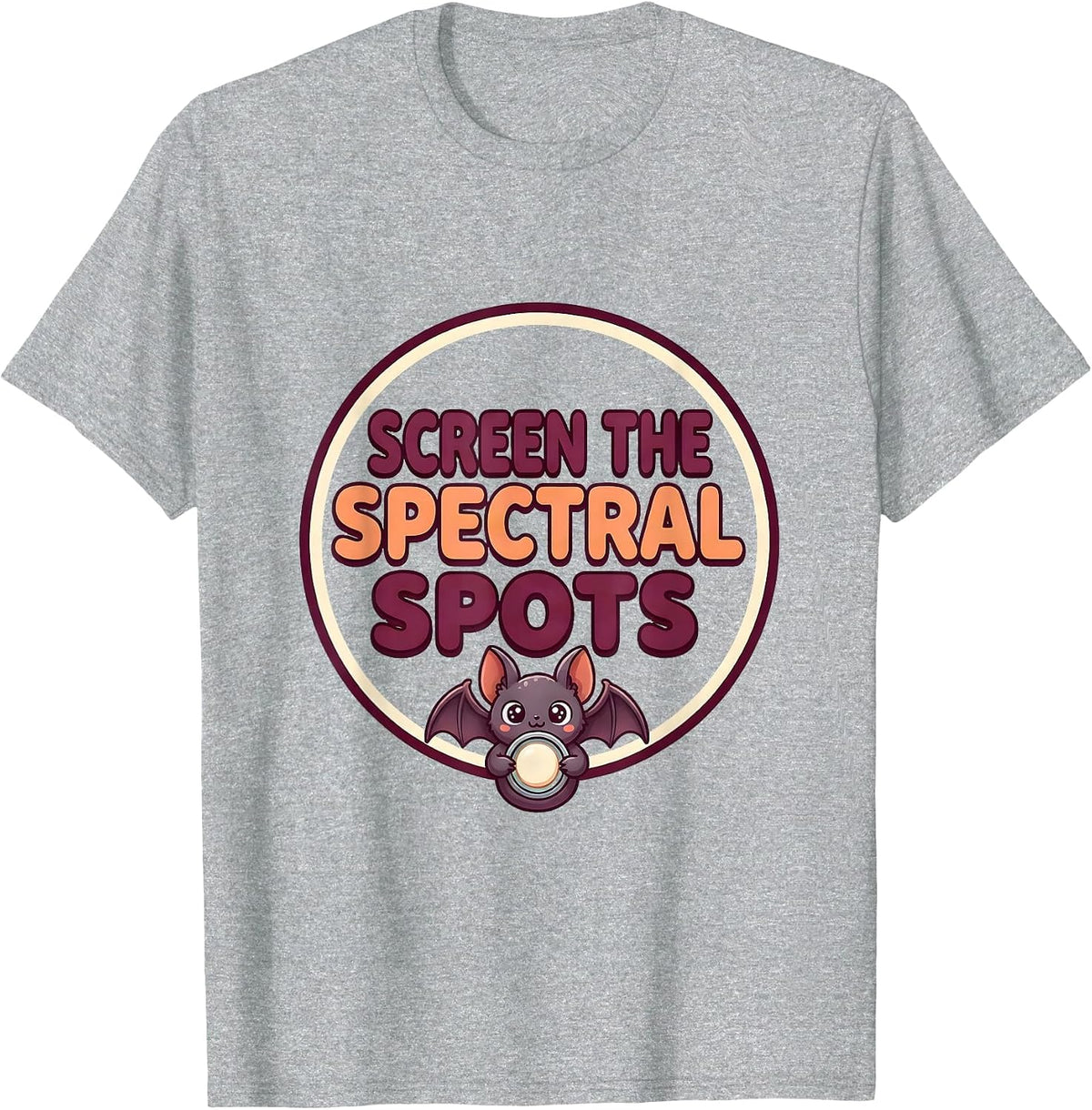 Men's Screen The Spectral Spots Cute Kawaii Halloween Dermatology T-Shirt - Heather Grey