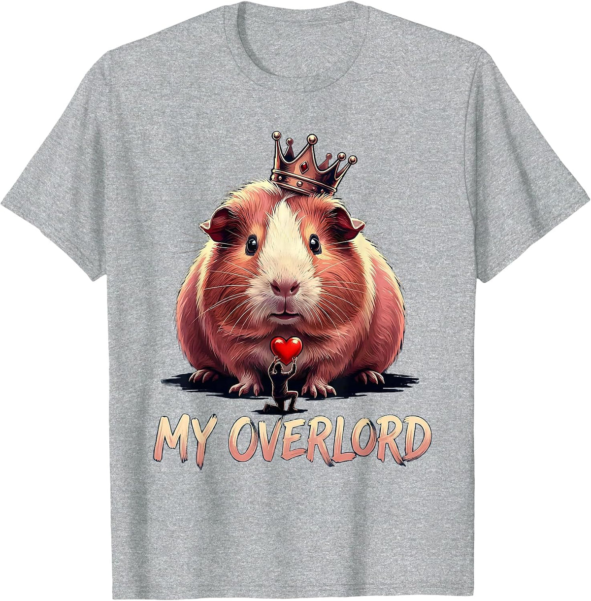 Men's Guinea Pig Crowned Farm Animal Humor Gift T-Shirt - Heather Grey