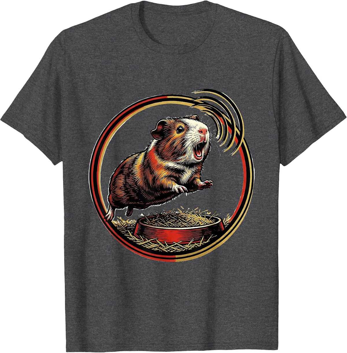Men's Sealed Guinea Pig Badge Funny Pet Lover Gift T-Shirt - Dark Heather Grey