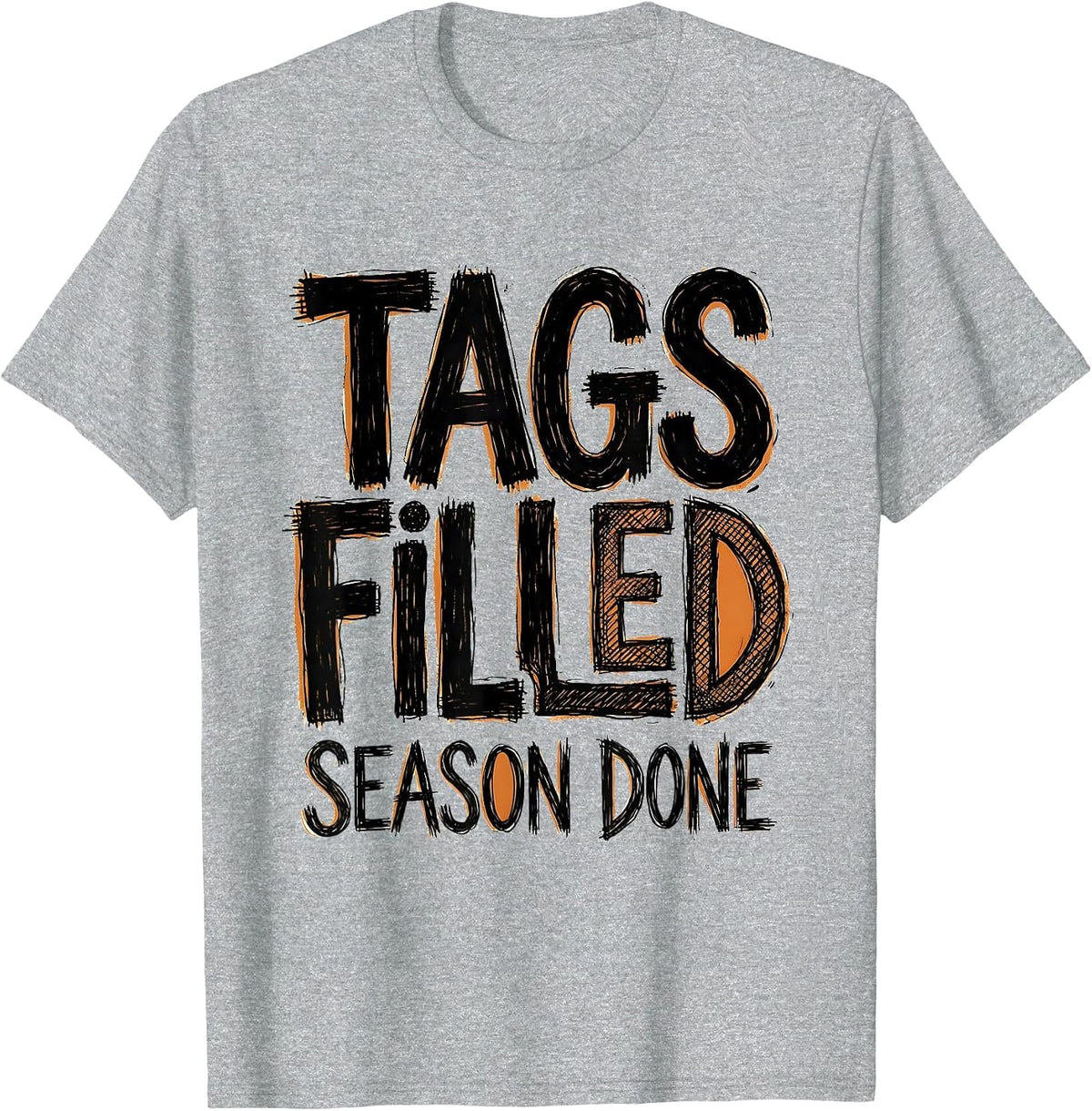 Men's Tags Filled Season Done Hunting Design T-Shirt - Heather Grey