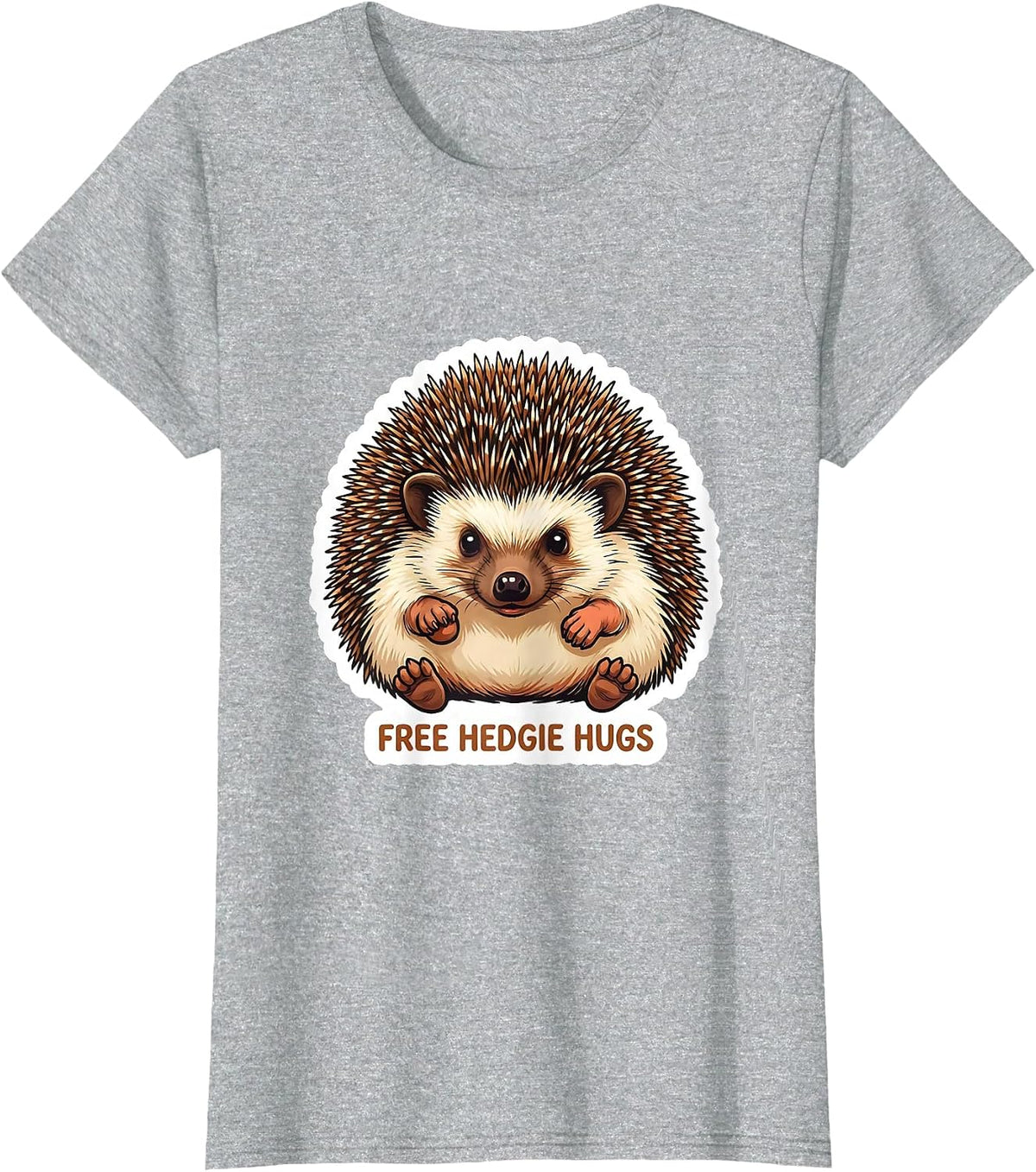 Women's Free Hedgie Hugs Funny Hedgehog Lover Cute Animal Humor T-Shirt - Heather Grey
