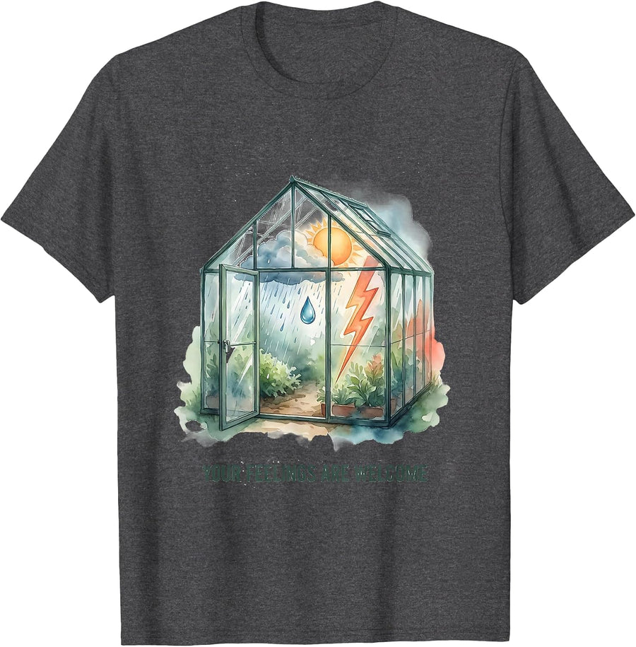 Men's Your Feelings Are Welcome Watercolor Mental Health Counselor T-Shirt - Dark Heather Grey