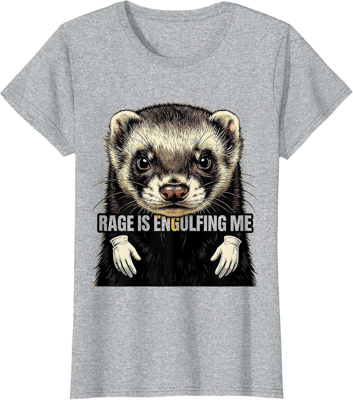 Women's Rage Is Engulfing Me Retro Cartoon Ferret Meme Humor T-Shirt - Heather Grey