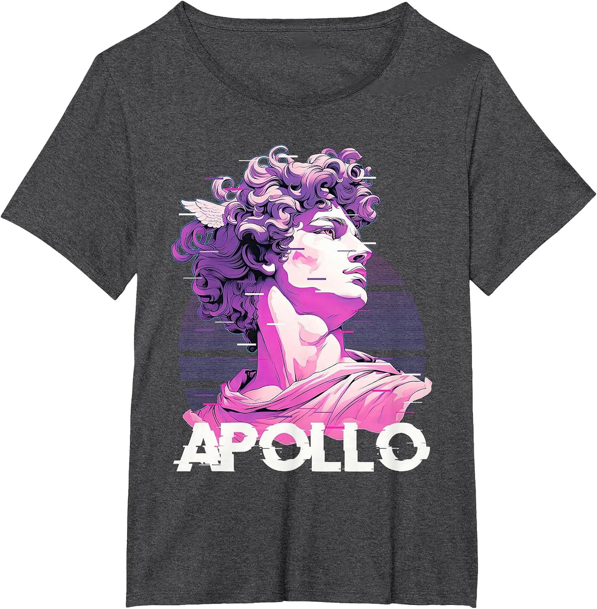 Apollo Greece God Glitch Aesthetic Greek Vaporwave T-Shirt - Dark Heather Grey